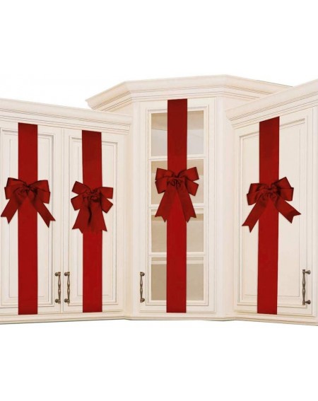 Bows & Ribbons 4 PCS Cabinet Door Festive Ribbons and Bows Decoration Holidays-Red - Red - CT197350RZQ $32.89