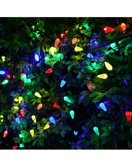 Outdoor String Lights Solar Christmas Lights Outdoor C6 Strawberry String Lights- LED Christmas Fairy Lights 50 LEDs Solar Op...