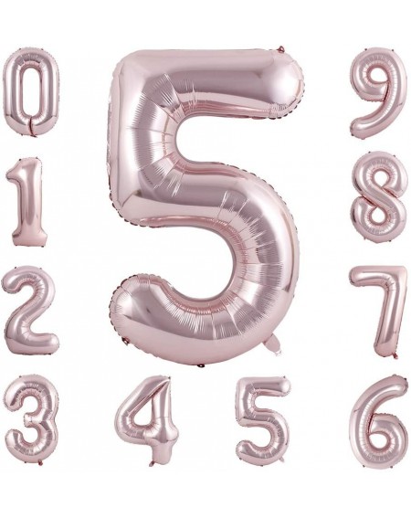 Balloons Jumbo Digital Balloons 40 inch Decoration for Birthday Anniversary Festival Party Reusable(Rose Gold Number 5) - Ros...