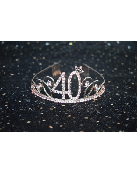 Party Packs 40th Birthday Tiara and Sash Happy 40th Birthday Party Supplies 40 Fabulous Champagne Glitter Satin Sash and Crys...