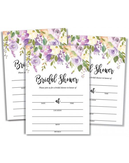 Invitations 50 Purple Floral Bridal Shower Invitations and Envelopes (Large Size 5x7) - (50 Count) - CH196UMHXHI $12.87