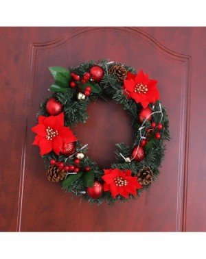 Wreaths Spruce Christmas Wreath with Battery Operated LED String Lights Holly Xmas Wreath Front Door Hanging Garland Holiday ...