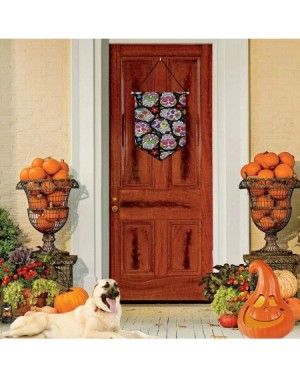 Banners & Garlands Indoor Decorations- Halloween Colorful Floral Sugar Skull Black Hanging Door Banner Holiday Decor for Home...