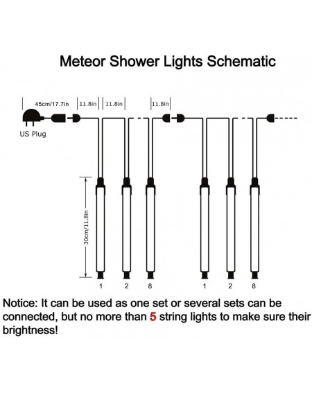 Indoor String Lights Rain Drop Lights- LED Meteor Shower Lights 11.8 inch 8 Tubes 144leds- Icicle Snow Falling Lights for Xma...