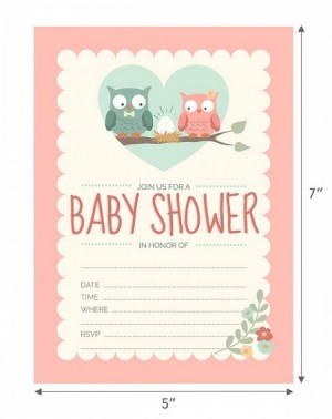 Invitations 24 Pink Owl Girl 5x7 Baby Shower Invites and 24 White Envelopes - C218D930ZN7 $16.17