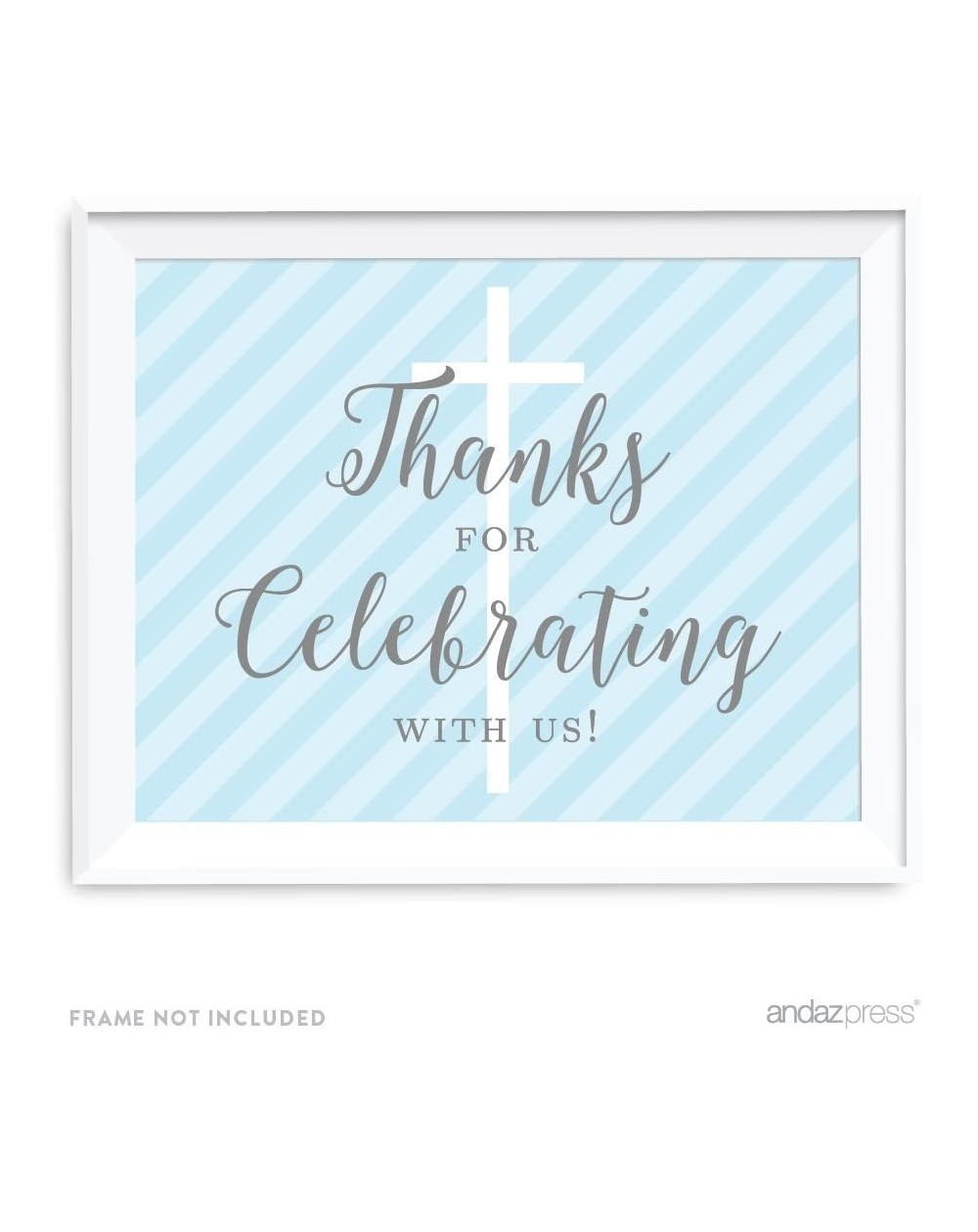 Favors Baby Blue and Gray Boy Baptism Collection- Party Signs- Thank You for Celebrating with US- 8.5x11-inch- 1-Pack- Church...