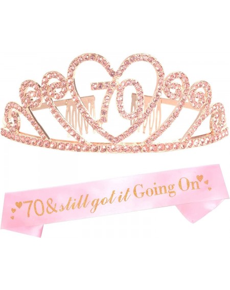 Party Packs 70th Birthday Gifts for Women- 70th Birthday Tiara and Sash- HAPPY 70th Birthday Party Supplies- 70 & Fabulous Bl...