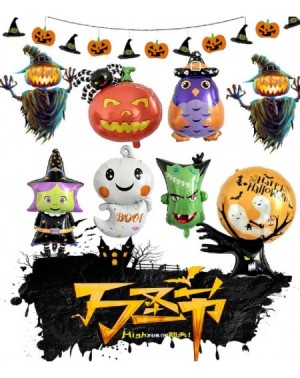 Balloons 6pcs Halloween Foil Balloons Witch Ghost Owl Wizard Pumpkin Spider Monster Ghost Tree Giant Balloon Decoration Party...