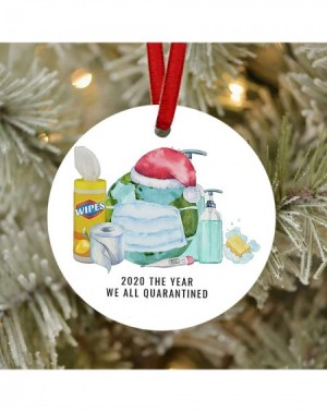 Ornaments Two-Side Printed 2020 Ornament Wooden- Funny Santa Quarantine Survived Toilet Paper Gift About Special 2020 Ornamen...