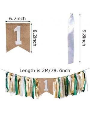 Banners Field Green Style Highchair Banner Baby Girls Boys 1st Birthday Party High Chair Bunting Garland Decoration - Mint Gr...