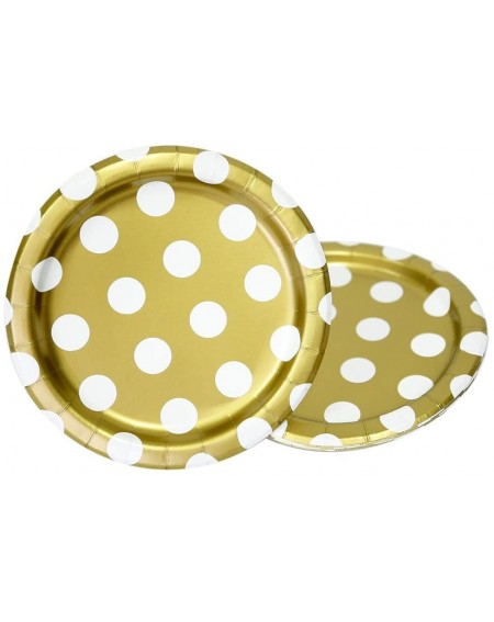Favors Unique Industries- Polka Dot Cake Paper Plates- 8 Pieces - Gold - Gold/White - CR12CJ7SCPN $6.09