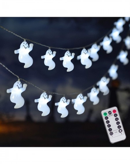 Indoor String Lights 30 LED Halloween Ghost String Lights- Battery Operated Halloween Lights with Remote- 8 Modes Fairy Light...