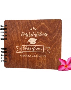 Guestbooks Graduation Wood Guest Book Made in USA (Customize Personalize Wood Engraving) Rustic Grad Gifts Photo Album Party ...