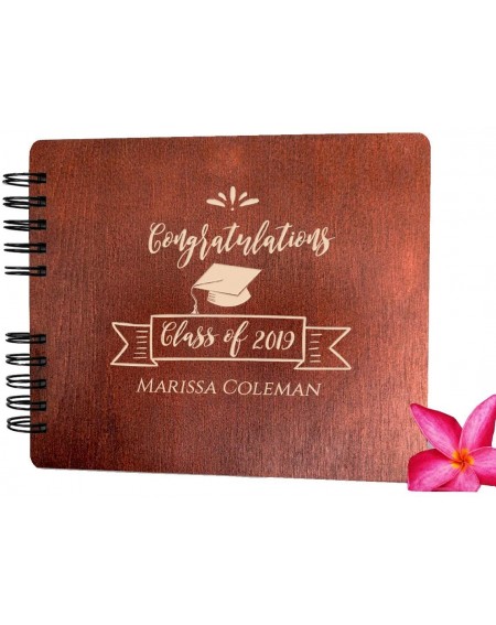 Guestbooks Graduation Wood Guest Book Made in USA (Customize Personalize Wood Engraving) Rustic Grad Gifts Photo Album Party ...