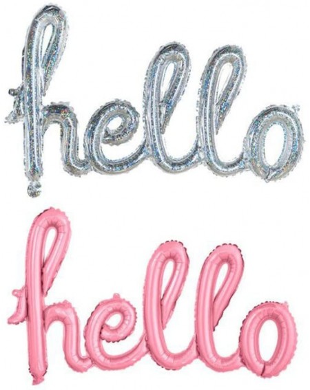 Balloons 2 pcs Hello Letter Mylar Balloons- 39inch x 23inch Pink and Silver One-piece Alphabet Hello Foil Balloons for Weddin...