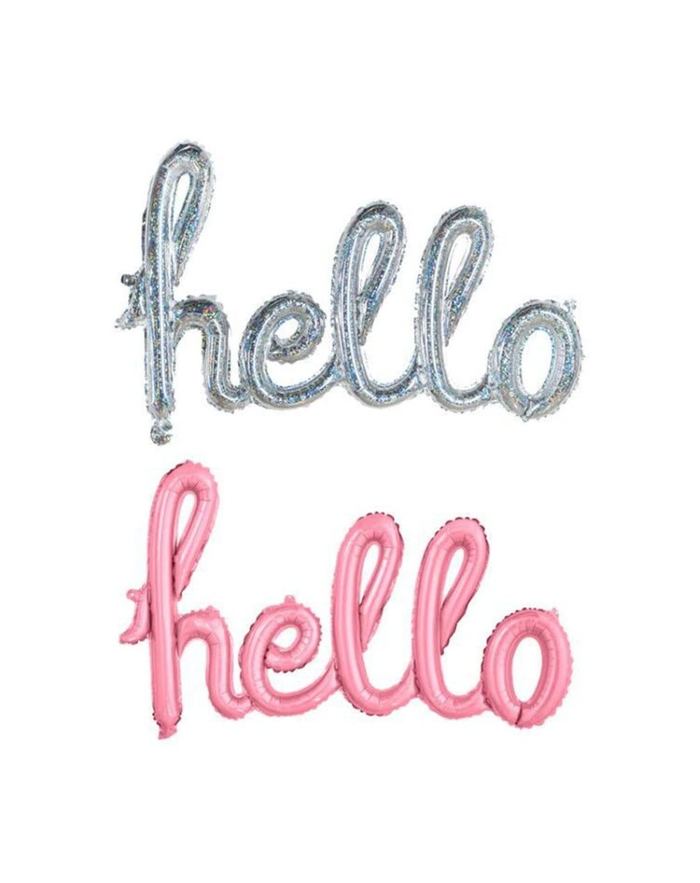 Balloons 2 pcs Hello Letter Mylar Balloons- 39inch x 23inch Pink and Silver One-piece Alphabet Hello Foil Balloons for Weddin...