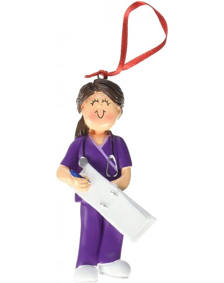 Ornaments OC-230-FBR Female Scrubs Nurse Christmas Ornament- 4-1/4-Inch- Purple - Purple - C8119O2M3BV $26.64