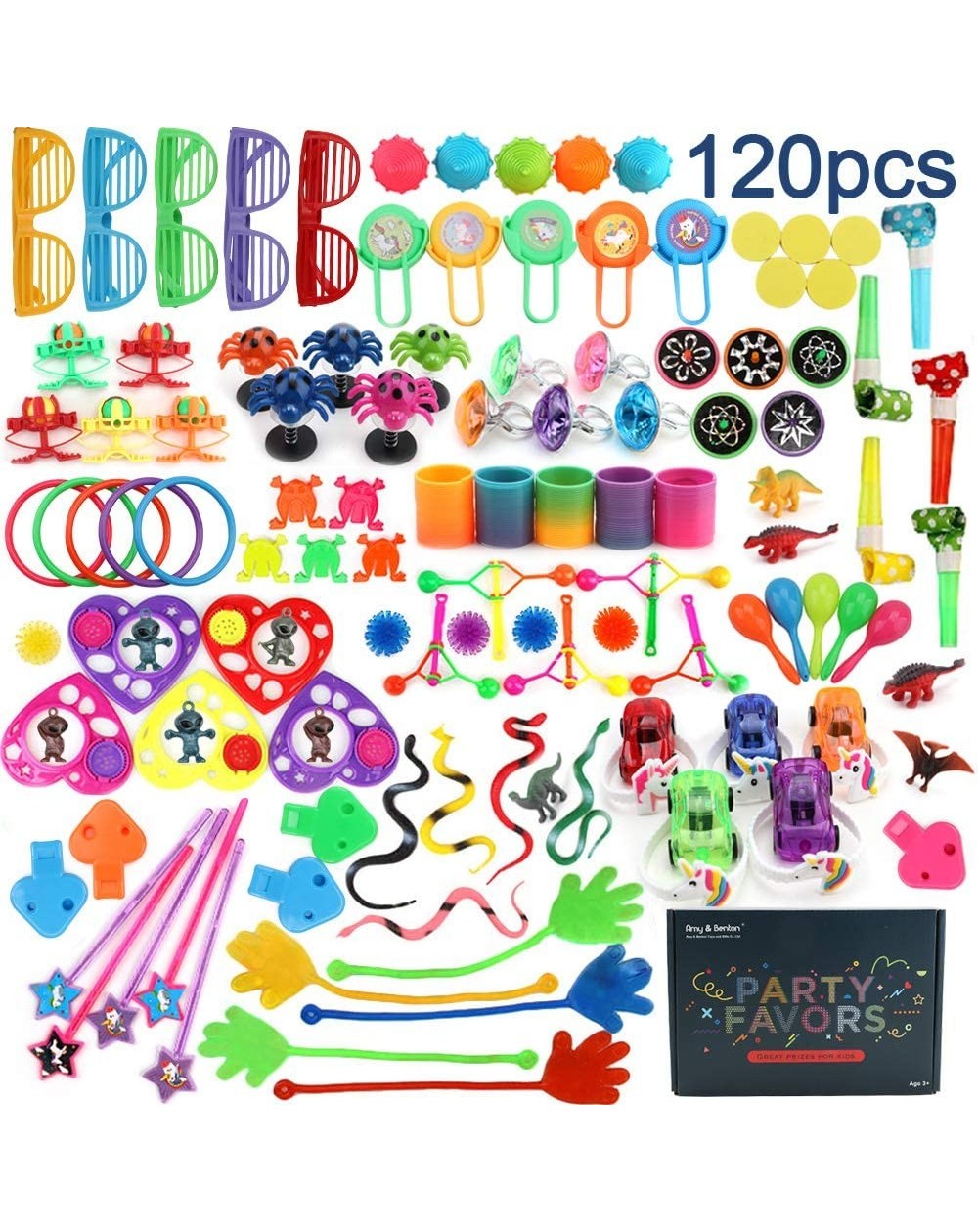 Party Favors 120PCS Classroom Treasure Box Prizes Kids Birthday Party Favors Goody Bag Fillers Kid Carnival Prizes Box Toys A...