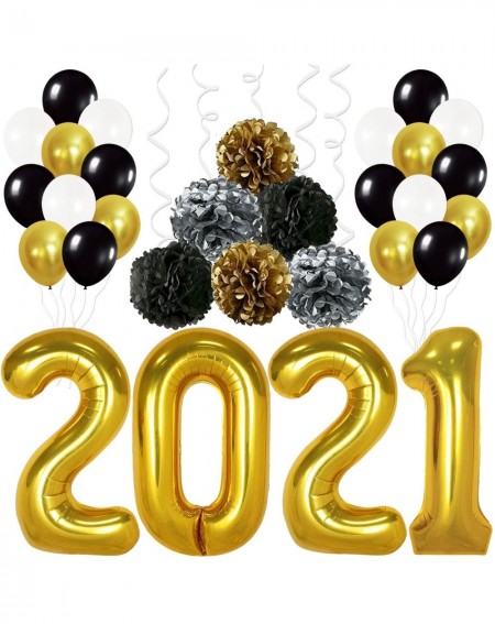 Balloons 2021 Balloons- Gold for New-Year- Large - Black Gold and White Balloon Kit - New Years Eve Party Supplies 2021 - Gra...