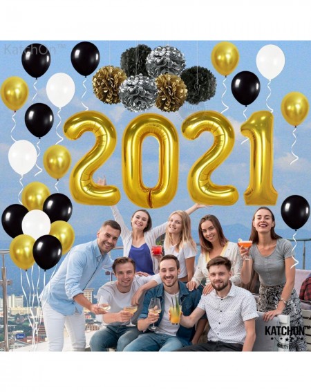 Balloons 2021 Balloons- Gold for New-Year- Large - Black Gold and White Balloon Kit - New Years Eve Party Supplies 2021 - Gra...