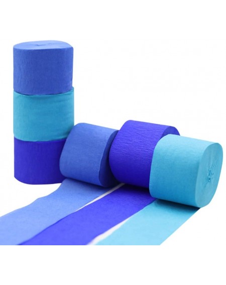 Streamers Blue Crepe Paper Streamer Rolls Hanging Party Decoration Total 490-Feet- 6 Rolls- Theme Party Streamer for Bridal B...