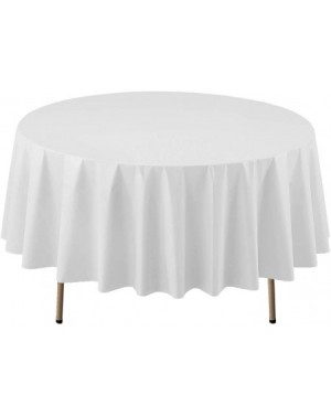 Tablecovers Heavy Duty 84" Round Plastic Table Cover Available in 22 Colors- White - White - CQ11015PWNL $11.64