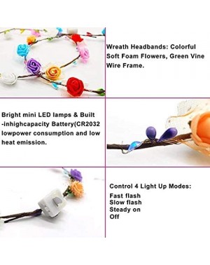 Party Hats 24 Pack LED Flower Crown Colorful Headband Light Up Headdress Wreath Stick Glow Party Supplies Flashing Garland fo...