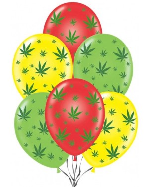 Balloons Marijuana Balloons PartyTex 11in Premium Assorted Red- Yellow and Lime Green with All-Over Print Green Marijuana Lea...