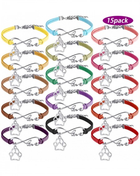 Party Favors 15 Pack Puppy Paw Print Paw Bracelets for Kids Adult Adjustable Charm Bangle Bracelets Puppy Dog Cat Animal Them...