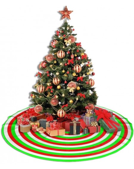 Tree Skirts Decor Red Light Green Christmas Tree Skirt- Lollipop Design Merry Xmas Party Supplies Large Tree Mat Decoration O...