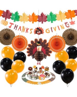Banners & Garlands Thanksgiving Party Decorations Maple Leaf Banner Turkey Honeycomb Centerpiece Cake Toppers Wrappers and La...