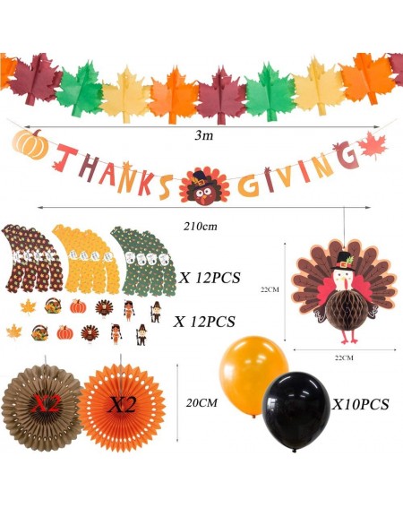 Banners & Garlands Thanksgiving Party Decorations Maple Leaf Banner Turkey Honeycomb Centerpiece Cake Toppers Wrappers and La...