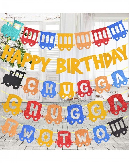 Banners 2nd Birthday Train Party Supplies- Chugga Chugga Two Two Train 2nd Birthday Party- Chuuga Chugga Two Two Train Birthd...