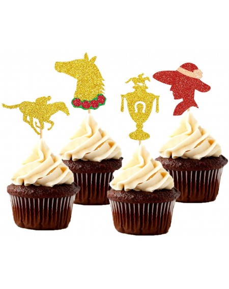 Cake Decorating Supplies Kentucky Derby Day Cupcake Toppers for Horse Racing Party Decorations Festival Holiday Party Supplie...