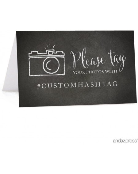Place Cards & Place Card Holders Personalized Hashtag Table Tent Place Cards- Double-Sided- Chalkboard- 20-Pack- Custom Hasht...