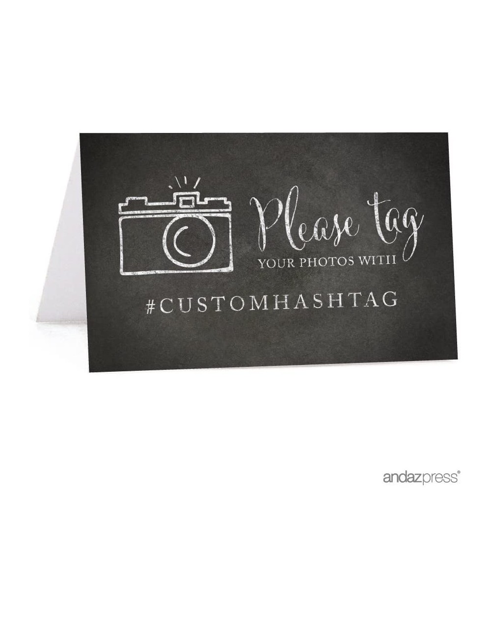 Place Cards & Place Card Holders Personalized Hashtag Table Tent Place Cards- Double-Sided- Chalkboard- 20-Pack- Custom Hasht...
