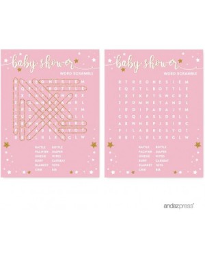Favors Twinkle Twinkle Little Star Pink Baby Shower Collection- Word Scramble Game Cards- 20-Pack- Games Activities and Decor...