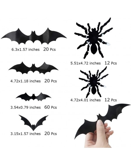 Favors 144 Pcs Halloween Indoor Decorations Wall Clings Room Decor Set 3D Spider and Bats Window Stickers for Vampire Party H...