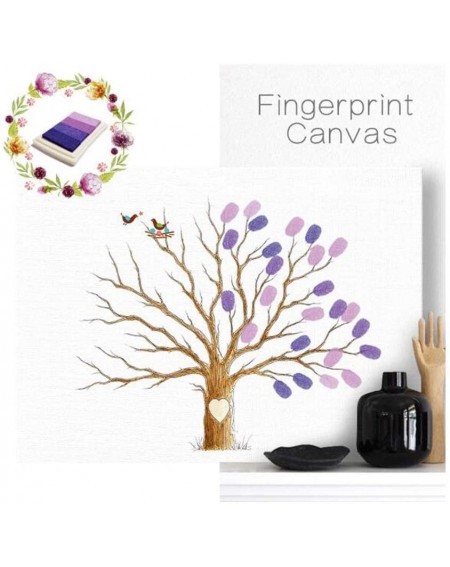 Guestbooks Fingerprints Canvas Tree-Fingerprint Family Tree-DIY Guest Signature Sign-in Book Canvas Fingerprints Tree Paintin...