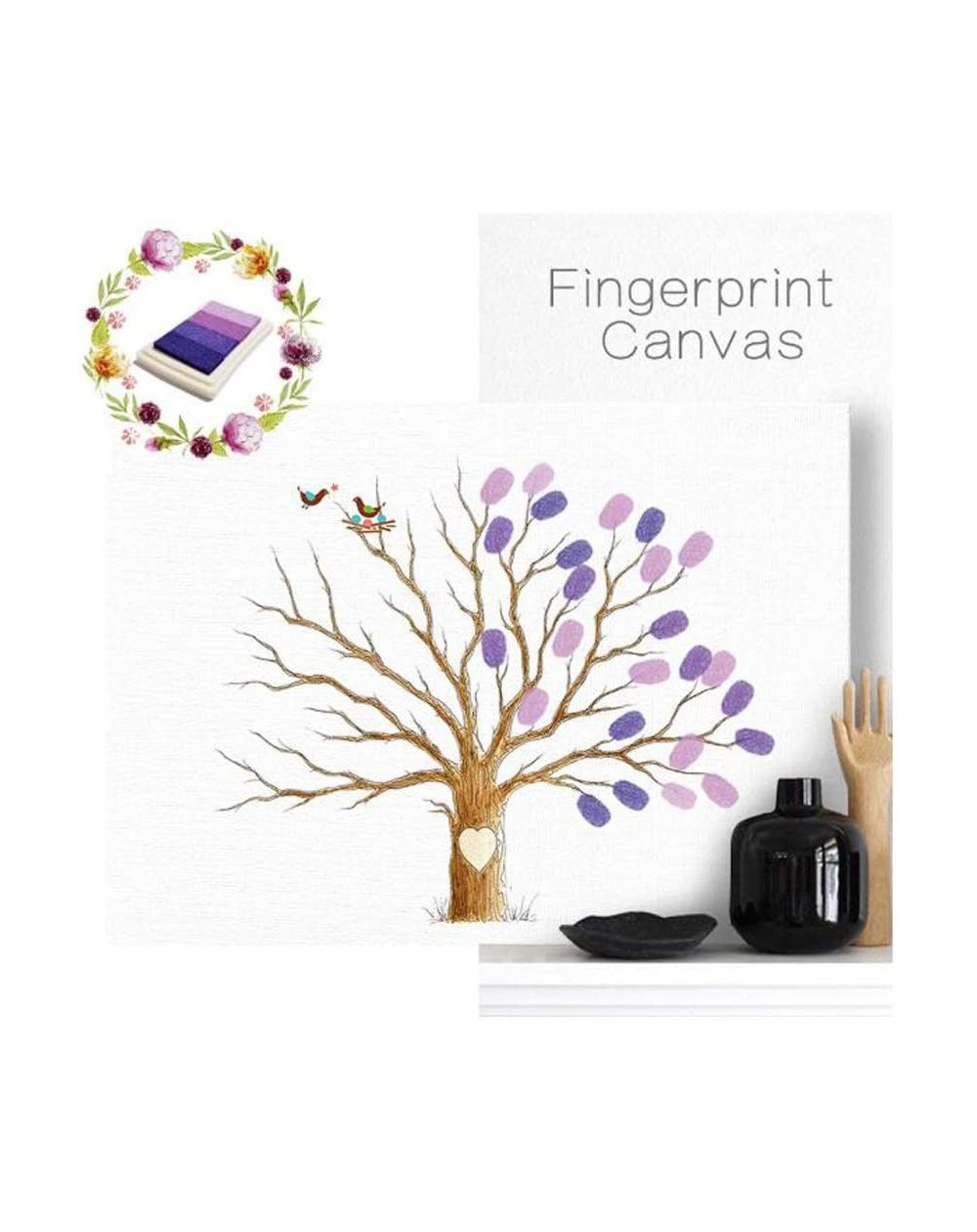 Guestbooks Fingerprints Canvas Tree-Fingerprint Family Tree-DIY Guest Signature Sign-in Book Canvas Fingerprints Tree Paintin...