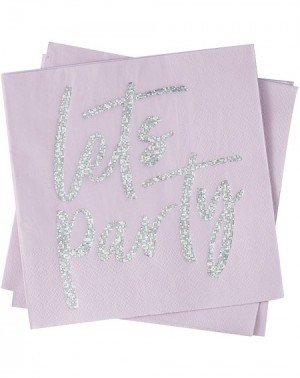 Party Packs Pink Iridescent Foiled Lets Party Birthday Napkins - 16 Pack - CD18DHWXKZX $8.21