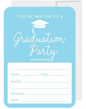 Invitations Graduation Invitations with Envelopes- 5x7-inch- Baby Blue- 24-Pack- Junior High School College University Master...