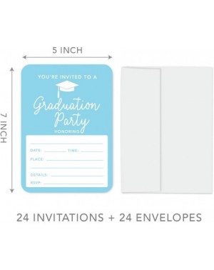 Invitations Graduation Invitations with Envelopes- 5x7-inch- Baby Blue- 24-Pack- Junior High School College University Master...
