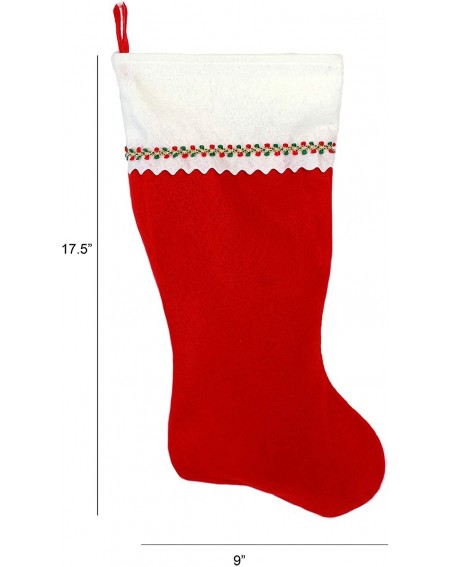 Stockings & Holders Embroidered Initial Christmas Stocking- Red and White Felt- Initial B - Red and White Script- Red Script ...