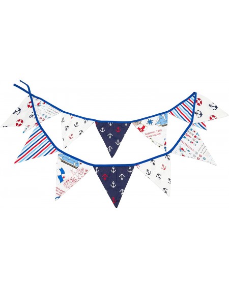 Banners & Garlands 100% Cotton Nautical Anchor Pennant Banner for Boys Birthday Baby Shower - C4180K2NLDH $19.12