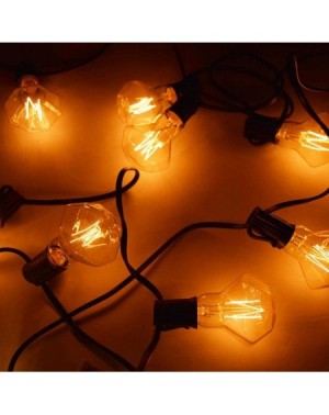 Outdoor String Lights 10 Socket Outdoor Patio String Light Set- D55 Diamond Bulbs- 10 FT Black Cord w/ E17 Base by PaperLante...