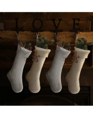 Stockings & Holders Knitted Christmas Stockings White and Grey Xmas Gifts Bags 18 Inches Holiday Decorations Set of 2 - 1 Whi...