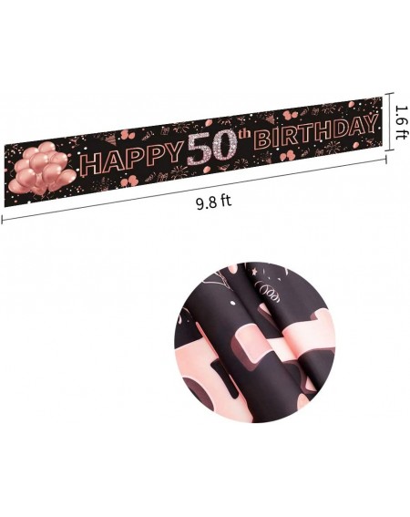 Banners & Garlands Happy 50th Birthday Banner Decorations - Rose Gold Large 50th Birthday Party Sign - 50th Birthday Party De...