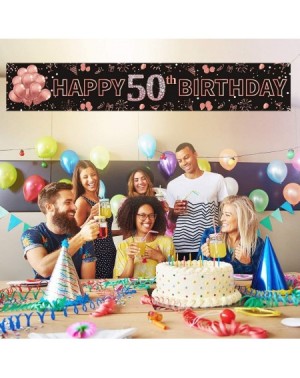 Banners & Garlands Happy 50th Birthday Banner Decorations - Rose Gold Large 50th Birthday Party Sign - 50th Birthday Party De...