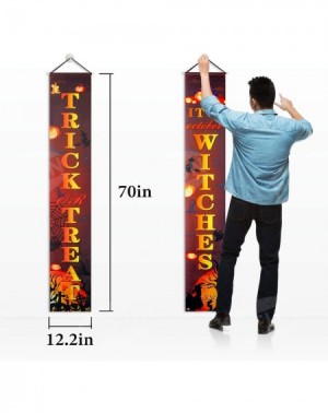 Banners & Garlands Halloween Decorations Outdoor Banners"Trick or Treat and It's October Witches"Halloween Signs with Pumpkin...
